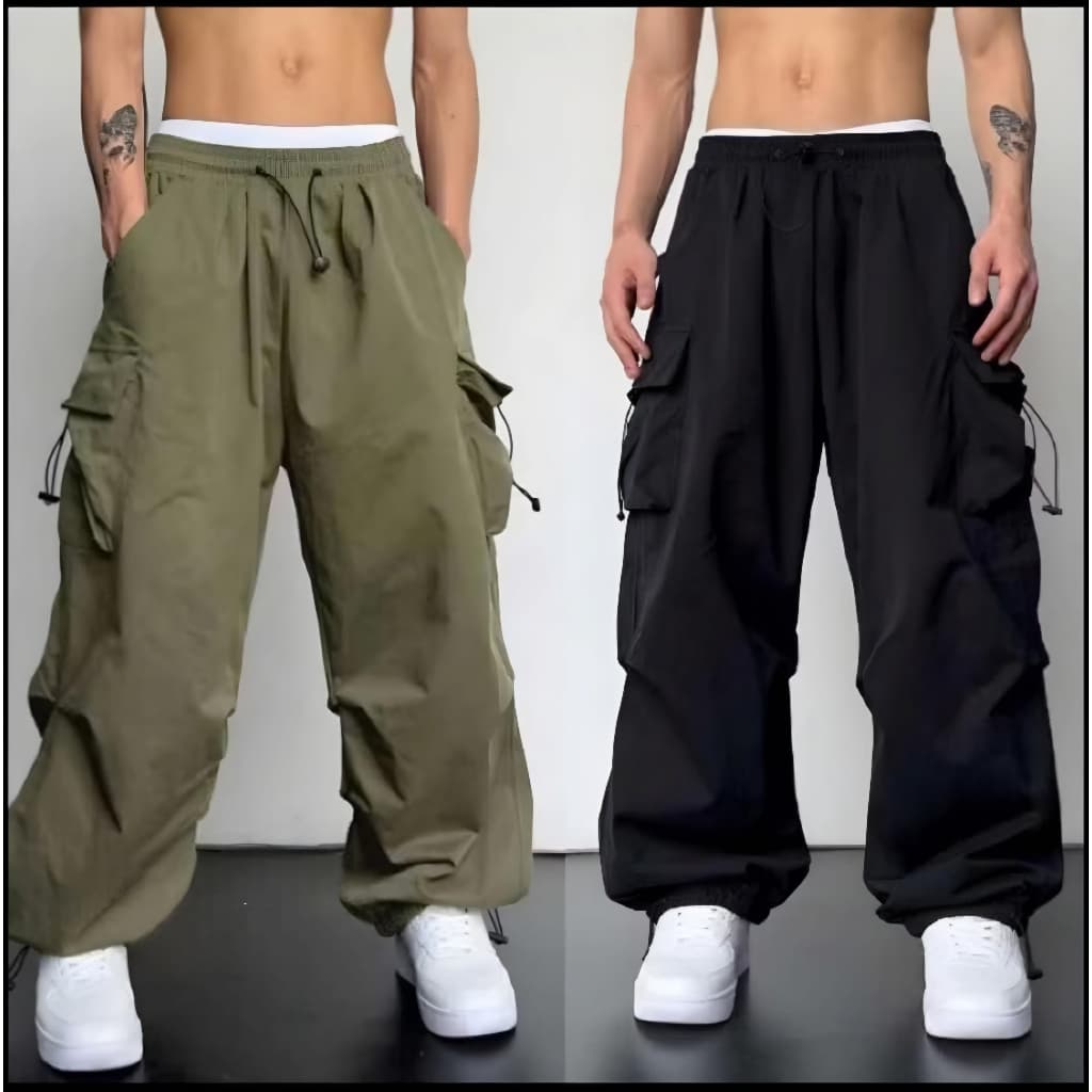 Celana Cargo Panjang Pria Dewasa Tali Serut Highwaist Korean Stail Casual Kekinian