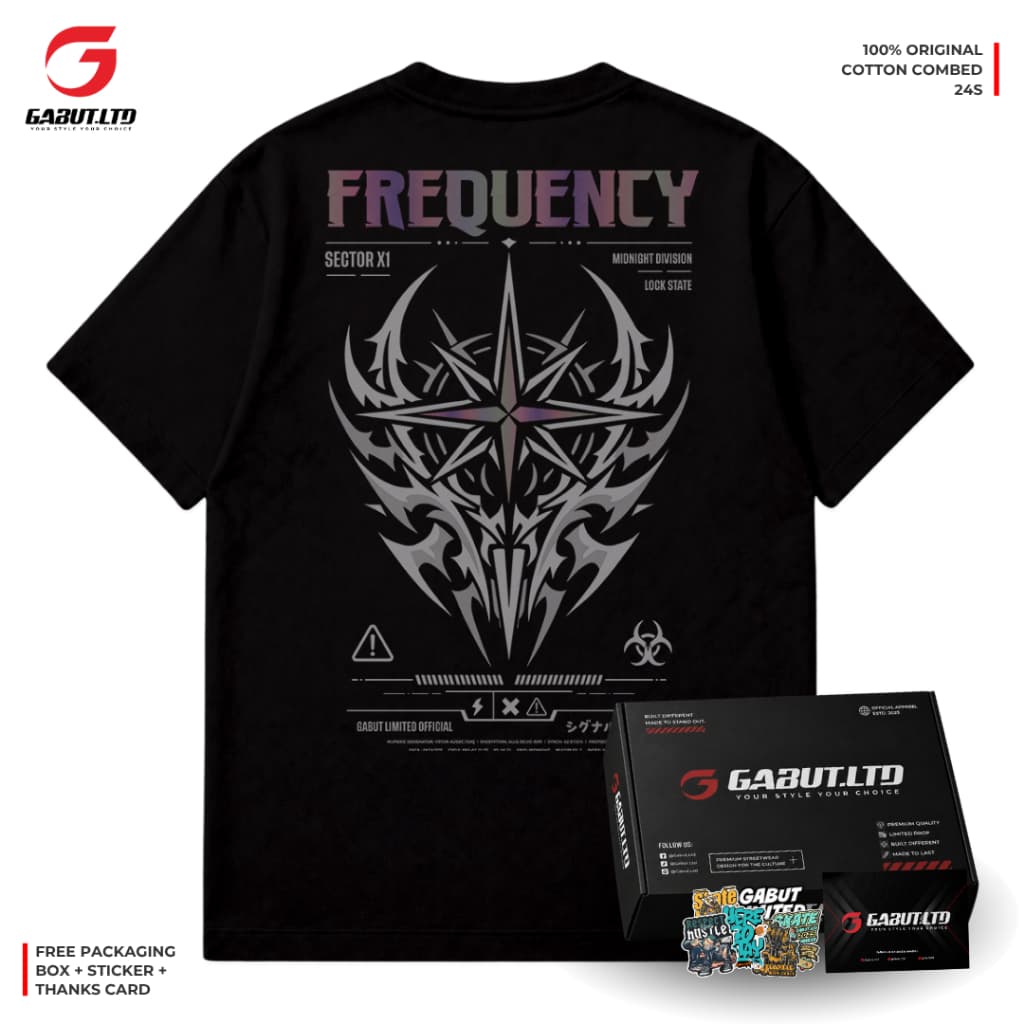 [REFLEKTIF SERIES] - Kaos Distro Reflektif Unisex Motif FREQUENCY Bahan Cotton Combed 24s Kaos Oblong Pria Wanita 100% Produk Original